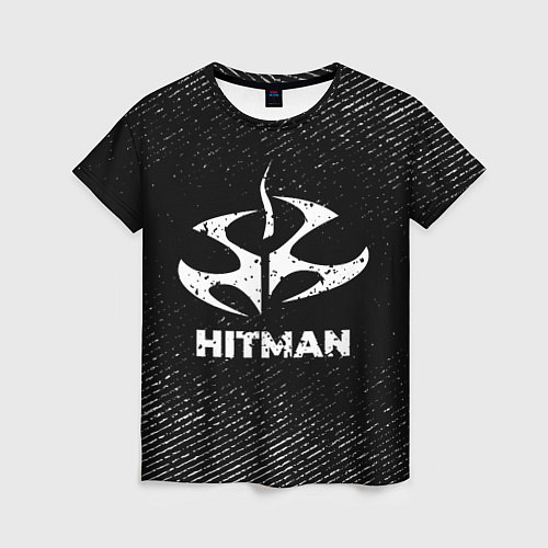 Женская футболка Hitman с потертостями на темном фоне / 3D-принт – фото 1