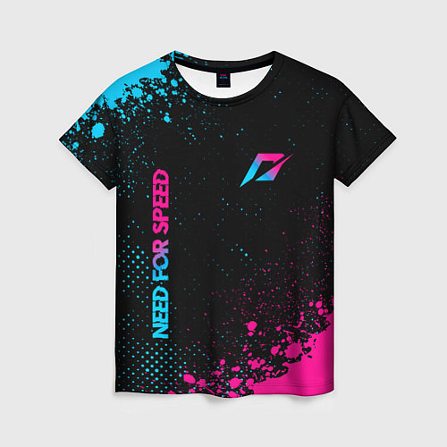 Женская футболка Need for Speed - neon gradient: надпись, символ / 3D-принт – фото 1