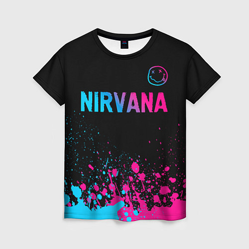 Женская футболка Nirvana - neon gradient: символ сверху / 3D-принт – фото 1