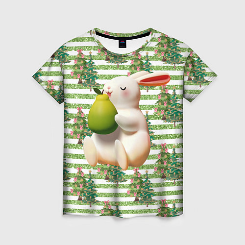 Женская футболка Кролик с грушей / 3D-принт – фото 1