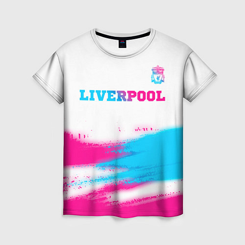 Женская футболка Liverpool neon gradient style: символ сверху / 3D-принт – фото 1