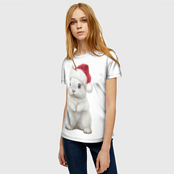 Футболка женская Рождественский крольчонок, цвет: 3D-принт — фото 2