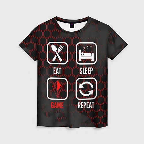 Женская футболка Eat, sleep, No Mans Sky, repeat / 3D-принт – фото 1