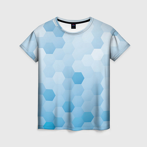 Женская футболка Светло-синяя текстура-паттерн / 3D-принт – фото 1