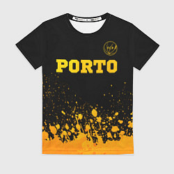 Футболка женская Porto - gold gradient: символ сверху, цвет: 3D-принт