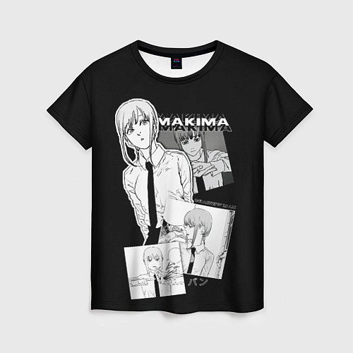 Женская футболка Макима в кадрах - человек бензопила / 3D-принт – фото 1