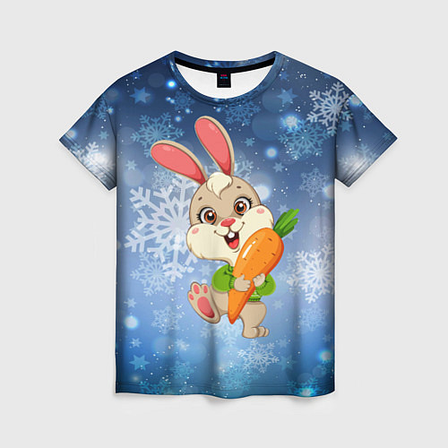 Женская футболка Зайчик с большой морковкой / 3D-принт – фото 1