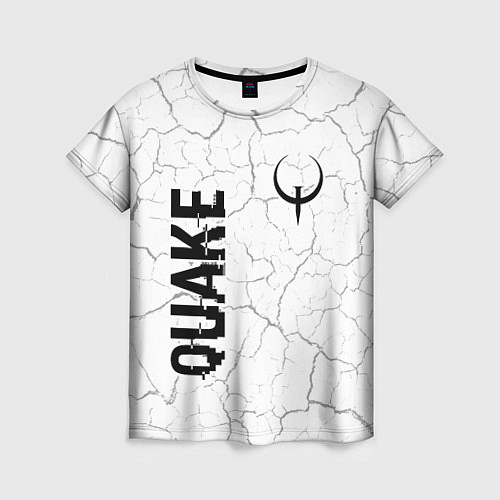 Женская футболка Quake glitch на светлом фоне: надпись, символ / 3D-принт – фото 1