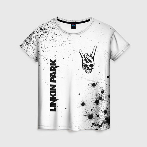 Женская футболка Linkin Park и рок символ на светлом фоне / 3D-принт – фото 1