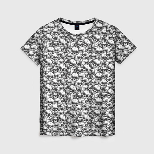 Женская футболка Череп с клыками гранж / 3D-принт – фото 1