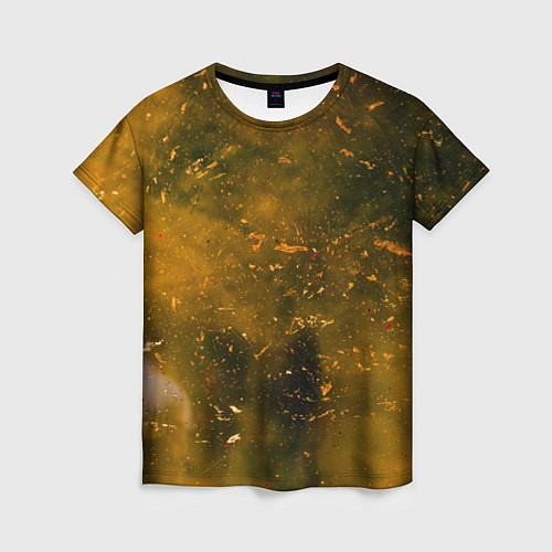 Женская футболка Чёрный туман и золотые краски / 3D-принт – фото 1