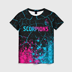 Футболка женская Scorpions - neon gradient: символ сверху, цвет: 3D-принт