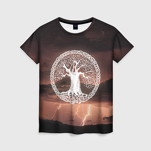 Женская футболка Yggdrasil white rune / 3D-принт – фото 1