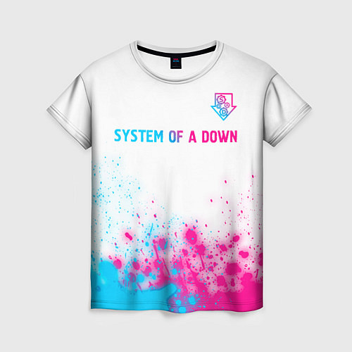 Женская футболка System of a Down neon gradient style: символ сверх / 3D-принт – фото 1