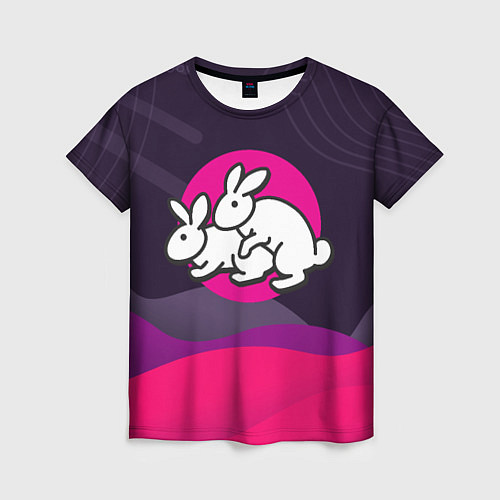 Женская футболка Кролики love / 3D-принт – фото 1