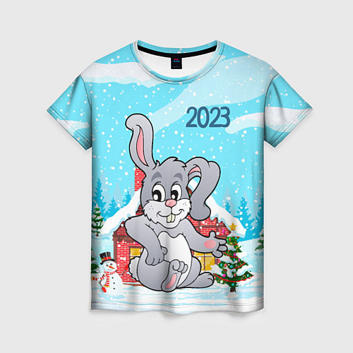 Женская футболка Кролик 2023 новый год / 3D-принт – фото 1