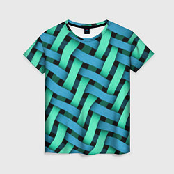 Женская футболка Сине-зелёная плетёнка - оптическая иллюзия
