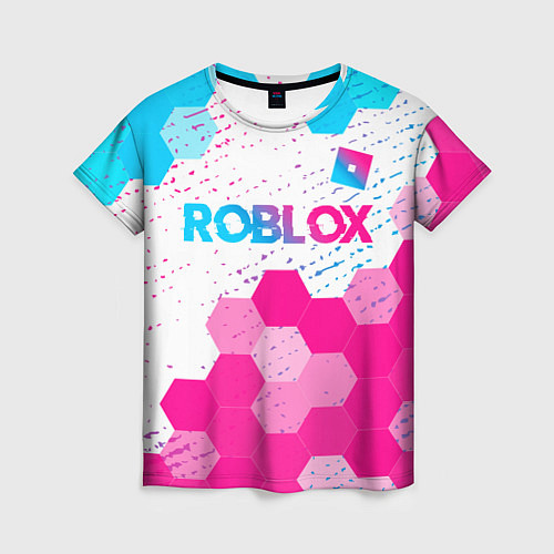 Женская футболка Roblox neon gradient style: символ сверху / 3D-принт – фото 1