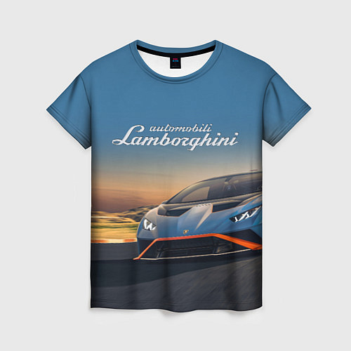 Женская футболка Lamborghini Huracan STO - car racing / 3D-принт – фото 1