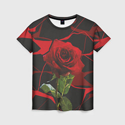 Футболка женская Одинокая красная роза, цвет: 3D-принт