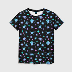 Женская футболка Зимние цветные звезды