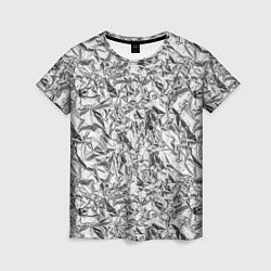 Женская футболка Текстура мятой алюминиевой фольги