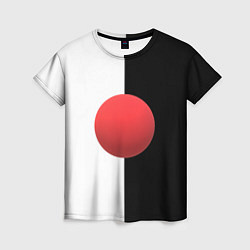 Футболка женская Красный шар на черно-белом фоне с объемным эффекто, цвет: 3D-принт