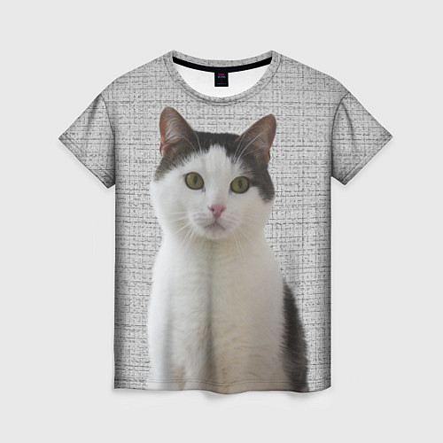 Женская футболка Задумчивый котик / 3D-принт – фото 1