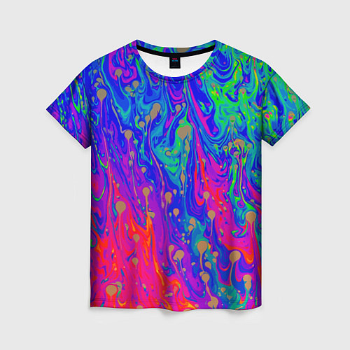 Женская футболка Разноцветная импрессивная композиция / 3D-принт – фото 1
