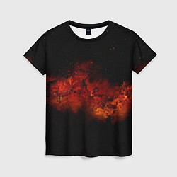 Женская футболка Абстрактные взрывы в космосе и красные звёзды