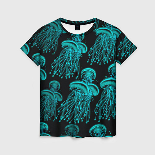 Женская футболка Неоновые медузы / 3D-принт – фото 1