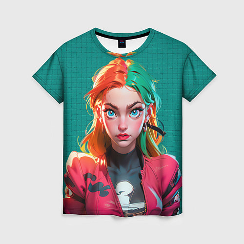 Женская футболка Нейросеть - киберпанк аниме / 3D-принт – фото 1