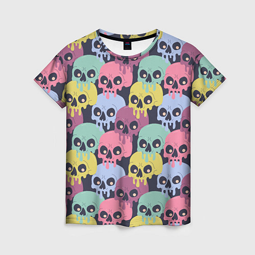 Женская футболка Черепа разноцветные спрей / 3D-принт – фото 1