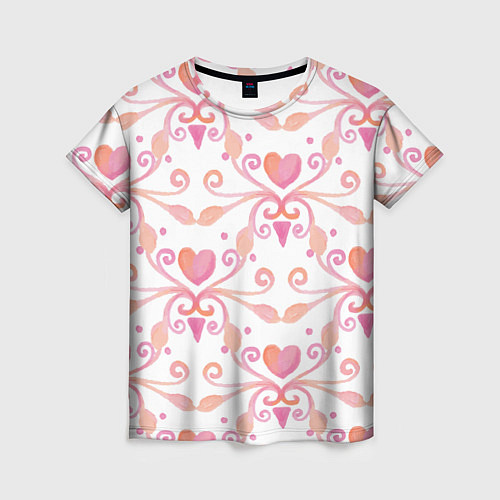 Женская футболка Винтажные сердечки / 3D-принт – фото 1