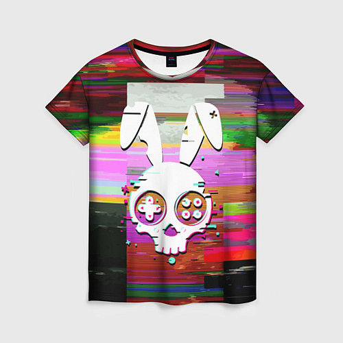 Женская футболка Череп кролика - glitch / 3D-принт – фото 1