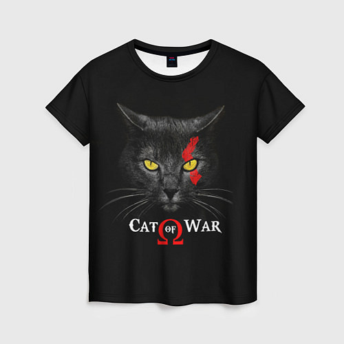 Женская футболка Cat of war collab / 3D-принт – фото 1