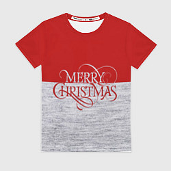 Футболка женская Merry Christmas красный, цвет: 3D-принт
