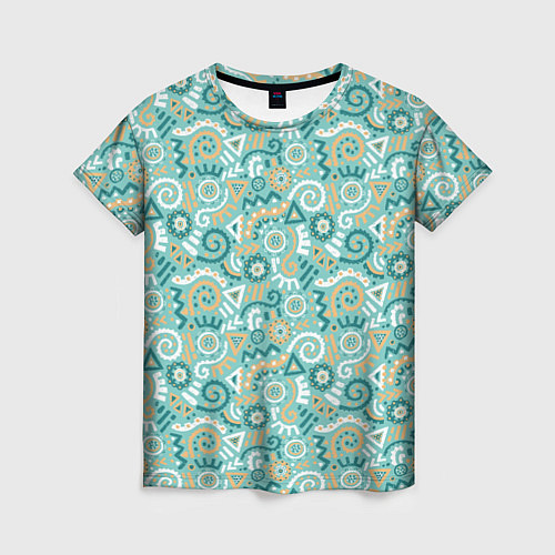 Женская футболка Узор этнический гранж / 3D-принт – фото 1