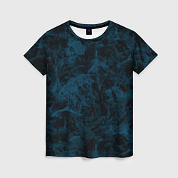 Женская футболка Синий и черный мраморный узор