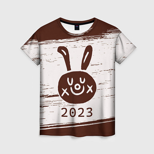 Женская футболка НГ Кролик рисованный на светлом / 3D-принт – фото 1