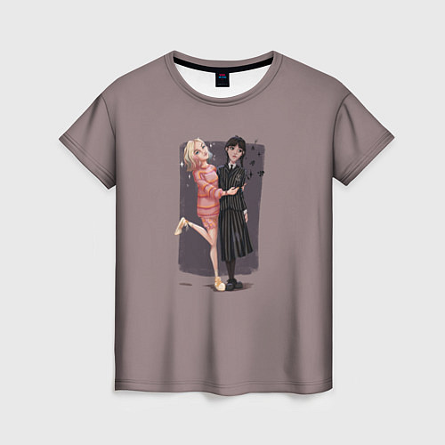 Женская футболка Уэнсдэй и Инид / 3D-принт – фото 1