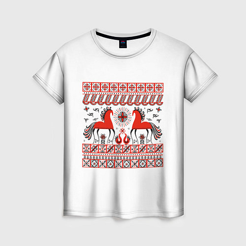 Женская футболка Мезенские кони / 3D-принт – фото 1