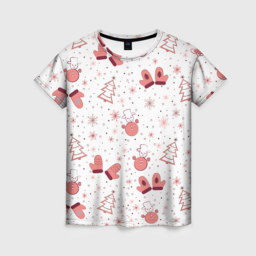 Женская футболка Зимнее розовое настроение / 3D-принт – фото 1