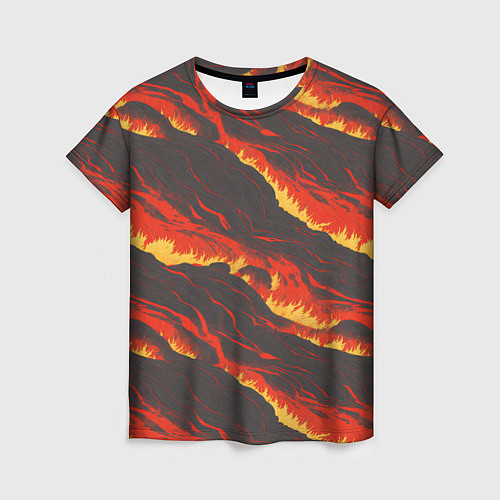 Женская футболка Потоки лавы в японском стиле / 3D-принт – фото 1