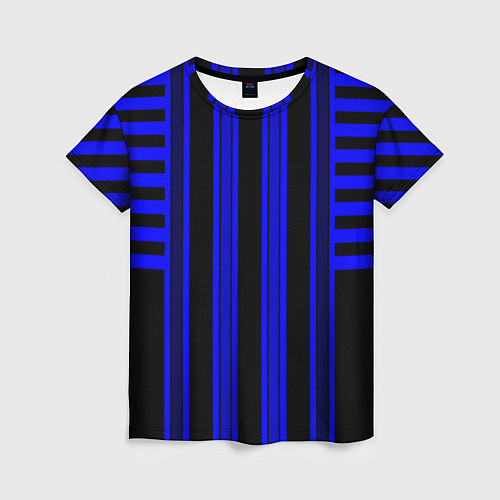 Женская футболка Черно синий полосатый узор / 3D-принт – фото 1