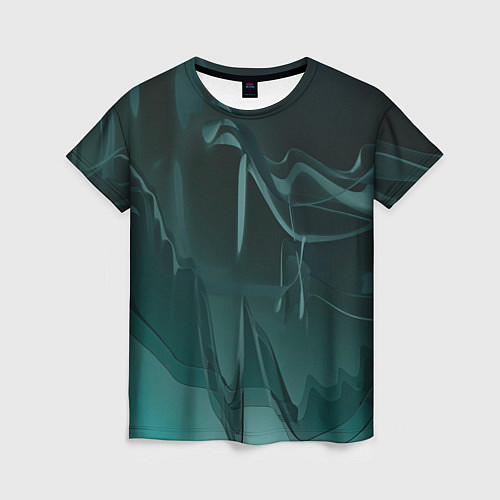 Женская футболка Волнообразные тёмно-зелёные линии / 3D-принт – фото 1