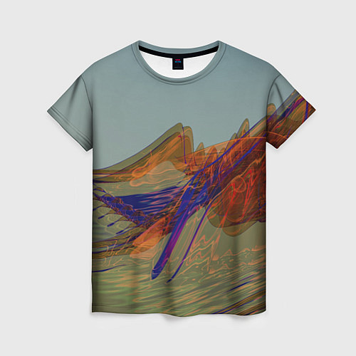 Женская футболка Волнообразные разноцветные музыкальные линии / 3D-принт – фото 1
