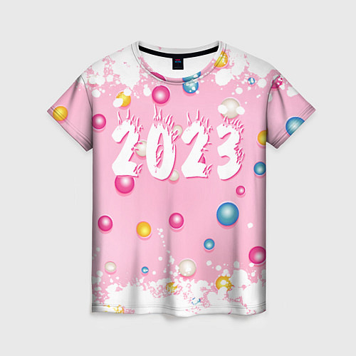 Женская футболка White and pink 2023 / 3D-принт – фото 1