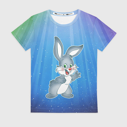 Женская футболка Зайка улыбается и машет лапкой / 3D-принт – фото 1