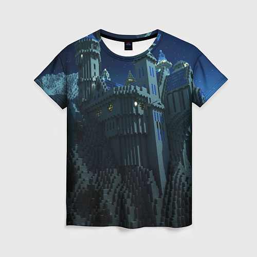Женская футболка Гора и замок из блоков майнкрафт / 3D-принт – фото 1
